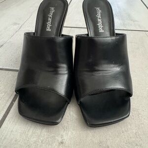Jeffrey Campbell Black Leather Protractor Mules 7